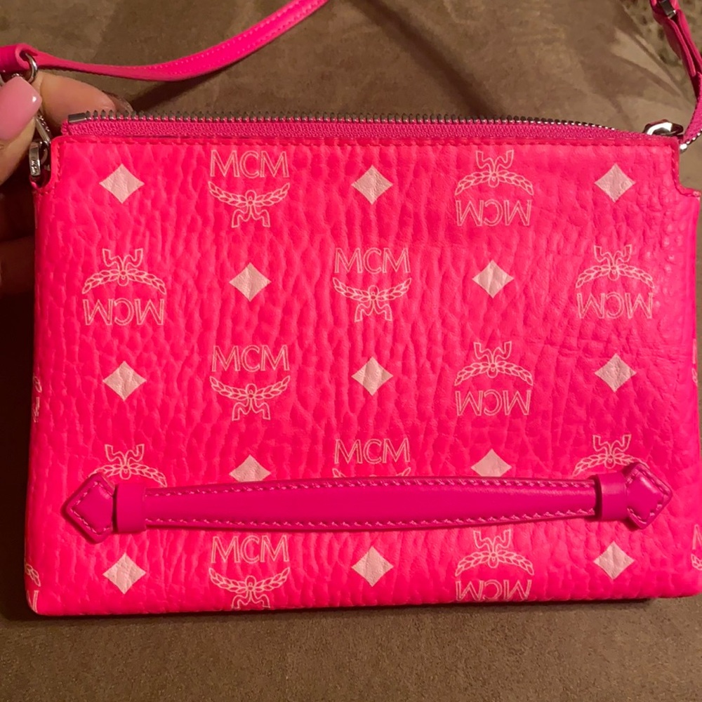 Neon pink MCM Clutch